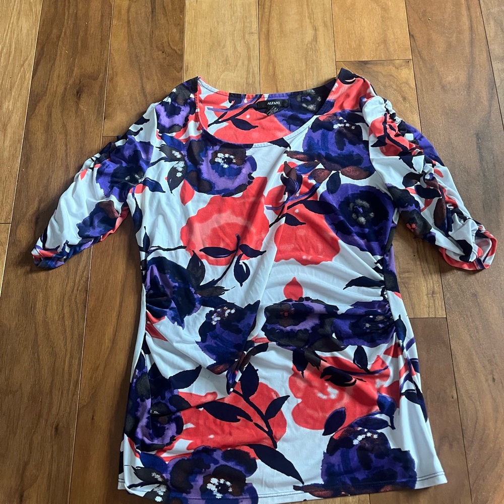 Alfani Red and Purple Floral Blouse